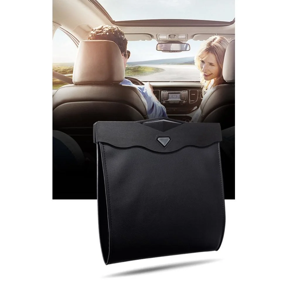 Car Garbage Bag Waterproof Magnetic Adsorption Trash Can Hanging Leather Storage Wbb20445