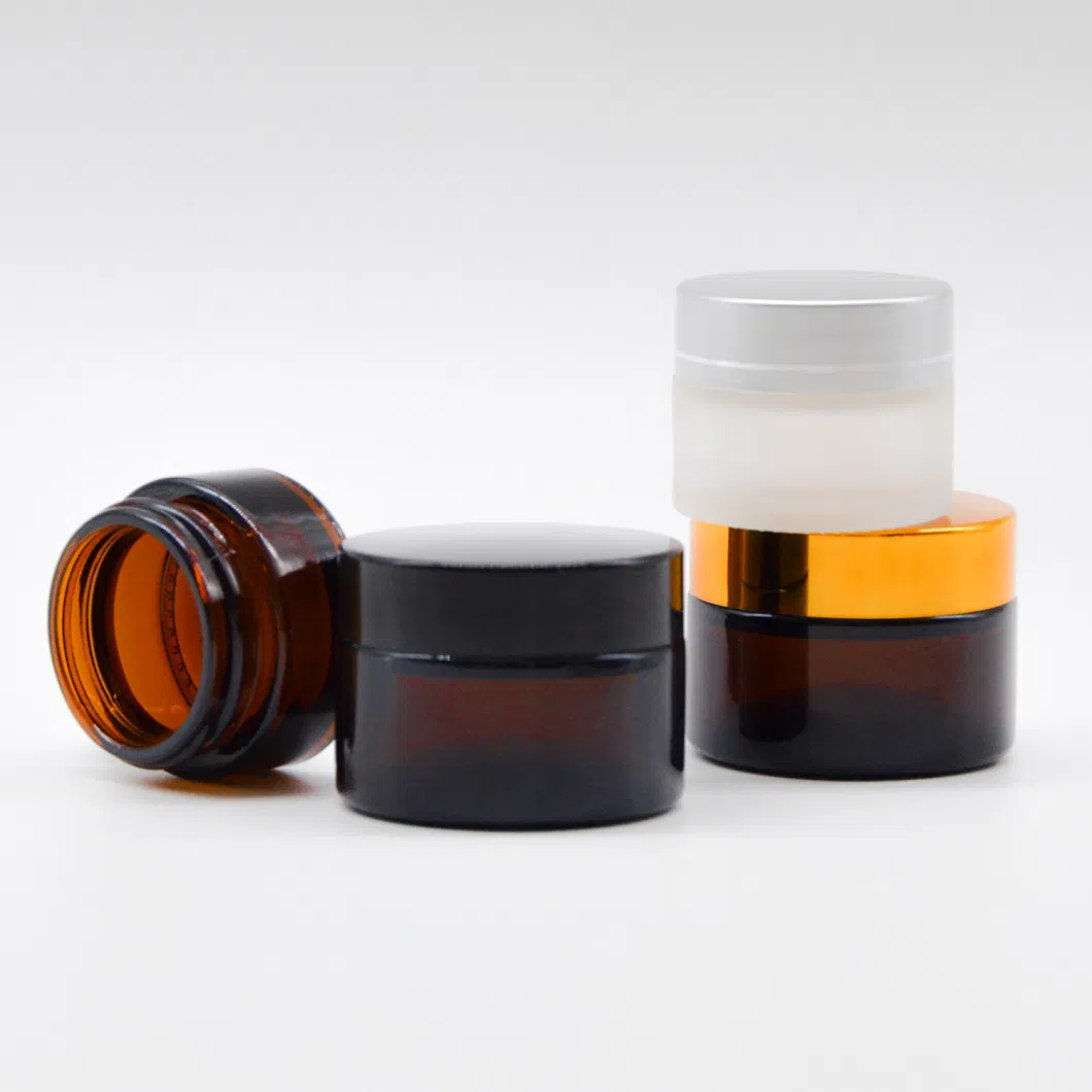 50g White Black Gold Small Round Empty Face Cream Glass Jar Frosted Amber Clear Cosmetic Cream Glass Jar