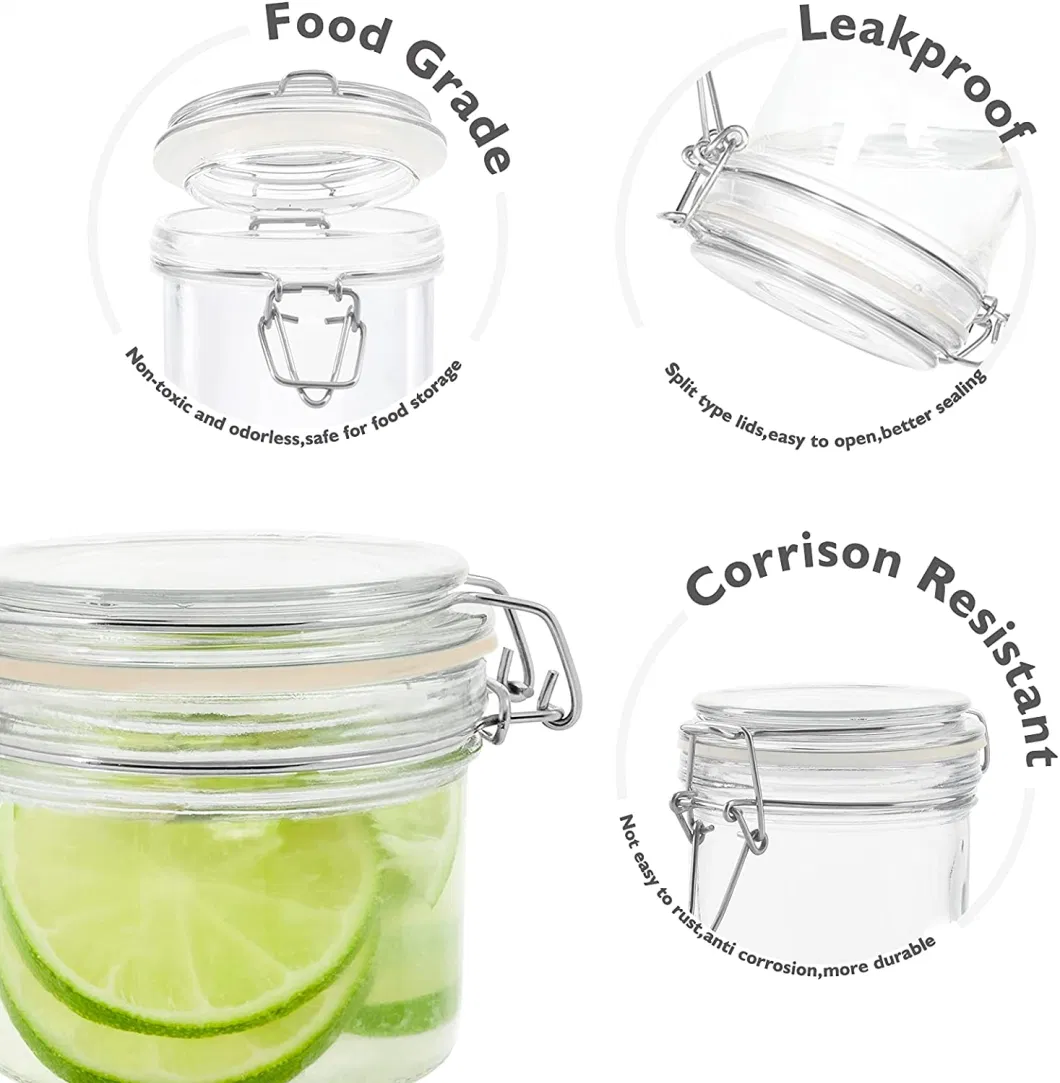 200ml Mason Jar with Sealable Lid, Glass Storage Jar with Leakproof Rubber Gasket Clear Small Sealing Mason Jar for Jam/Sugar/Confectionery/Cookies/Tea