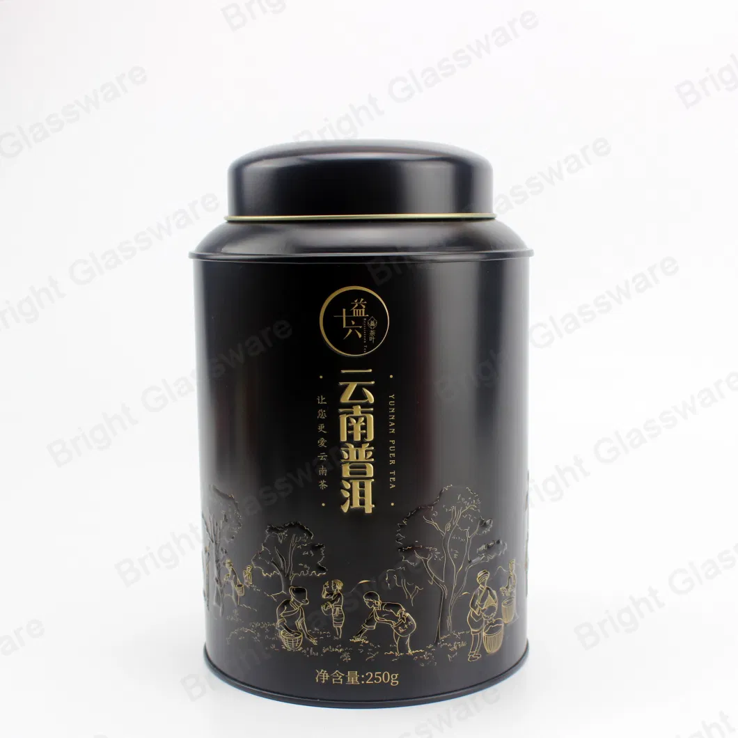 Wholesale Food Grade Round Metal Tin Box Large Airtight Empty Tea Can Tin Container
