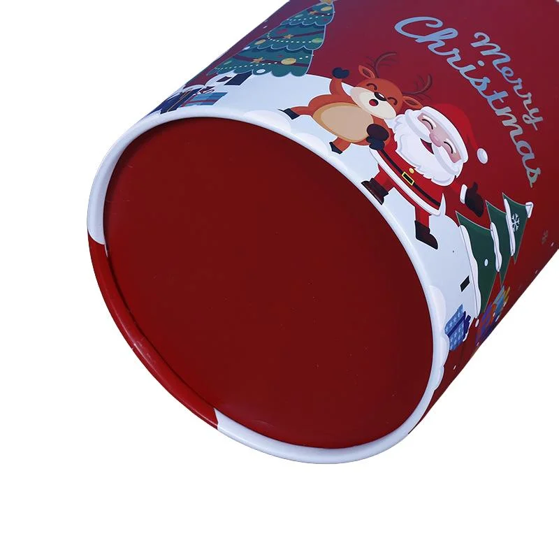 Christmas Cylinder Gift Packaging Box Red Gift Box Paper Can Manufacturer Wholesale