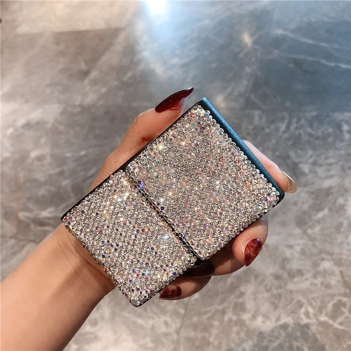 Ea068 Bling Crystal Metal Holder Luxury Diamond Lighter Box Long Wholesale Waterproof Cigarette Tin Case