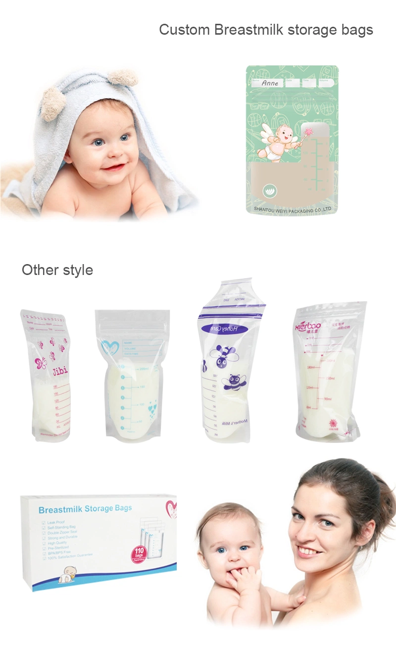 Aseptic Production BPA Free Food Grade Baby Breastmilk Breast Milk Storage Bag Packaging