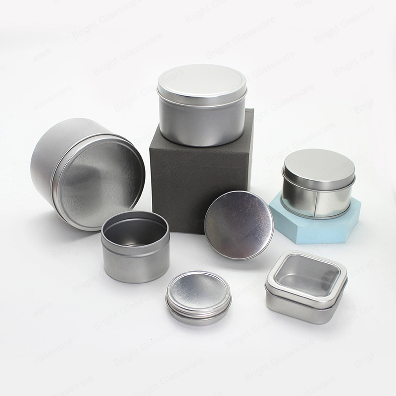 Square Shape Silver Candle Tin Containers with PVC Window