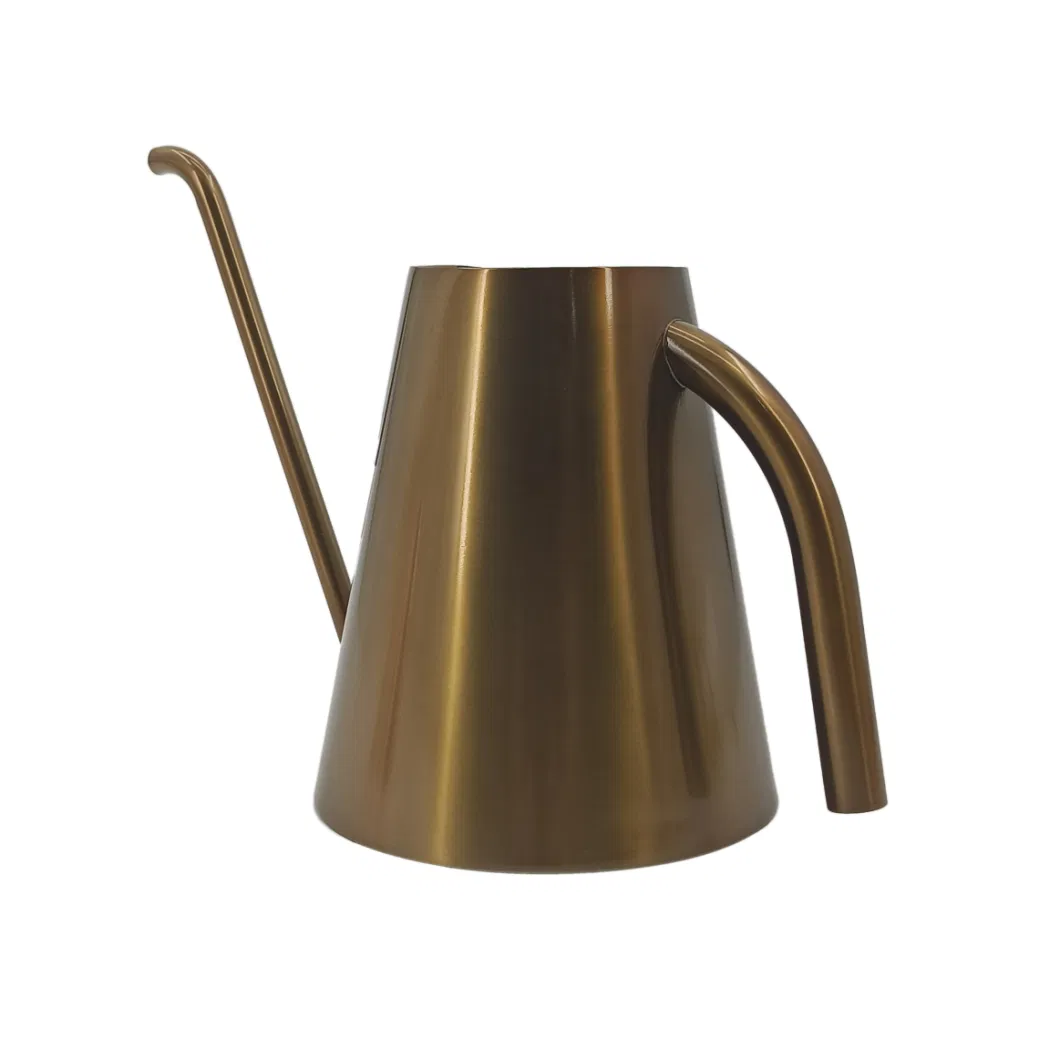 1.3L 44oz Large Capacity Bronze Coated Stainless Steel Metal Watering Can for Plants with Long Spout Easy Houseplant Watering