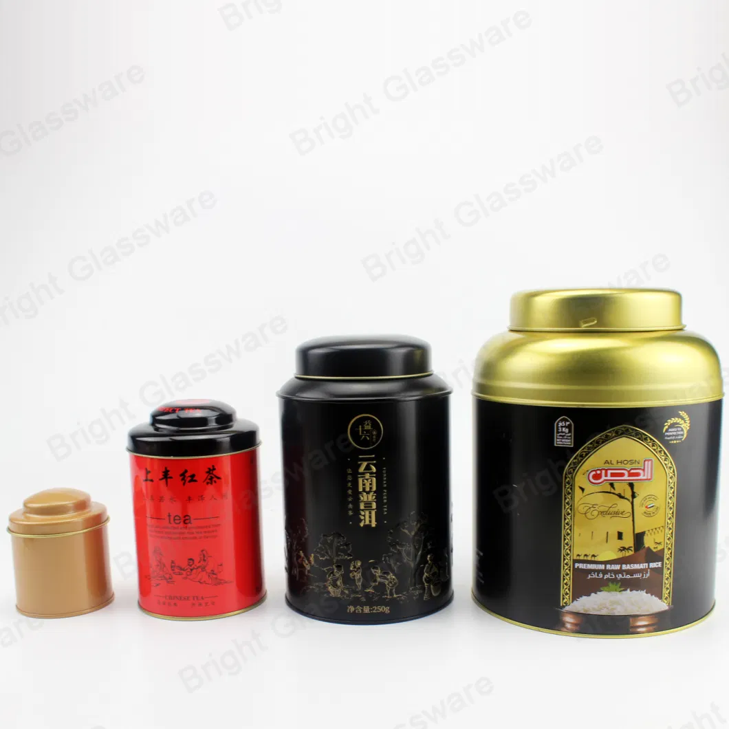 Wholesale Food Grade Round Metal Tin Box Large Airtight Empty Tea Can Tin Container