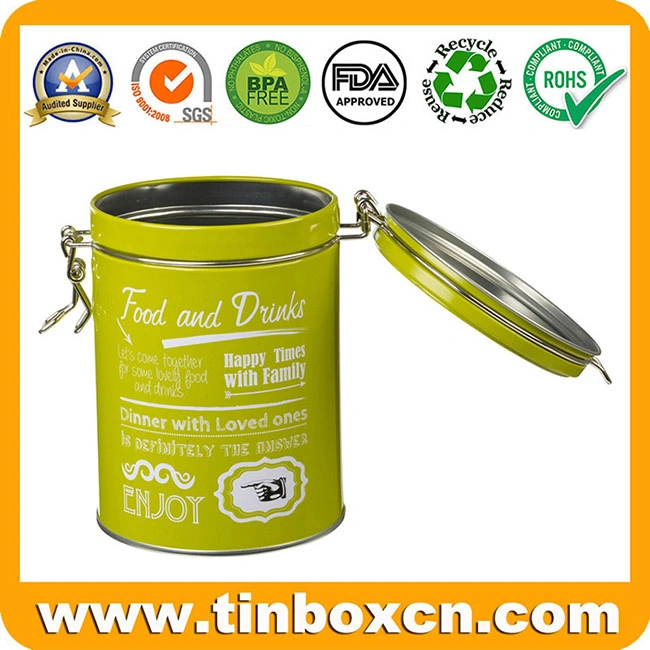 Round Airtight Tin Can Packaging Box Metal Tea Coffee Food Tin