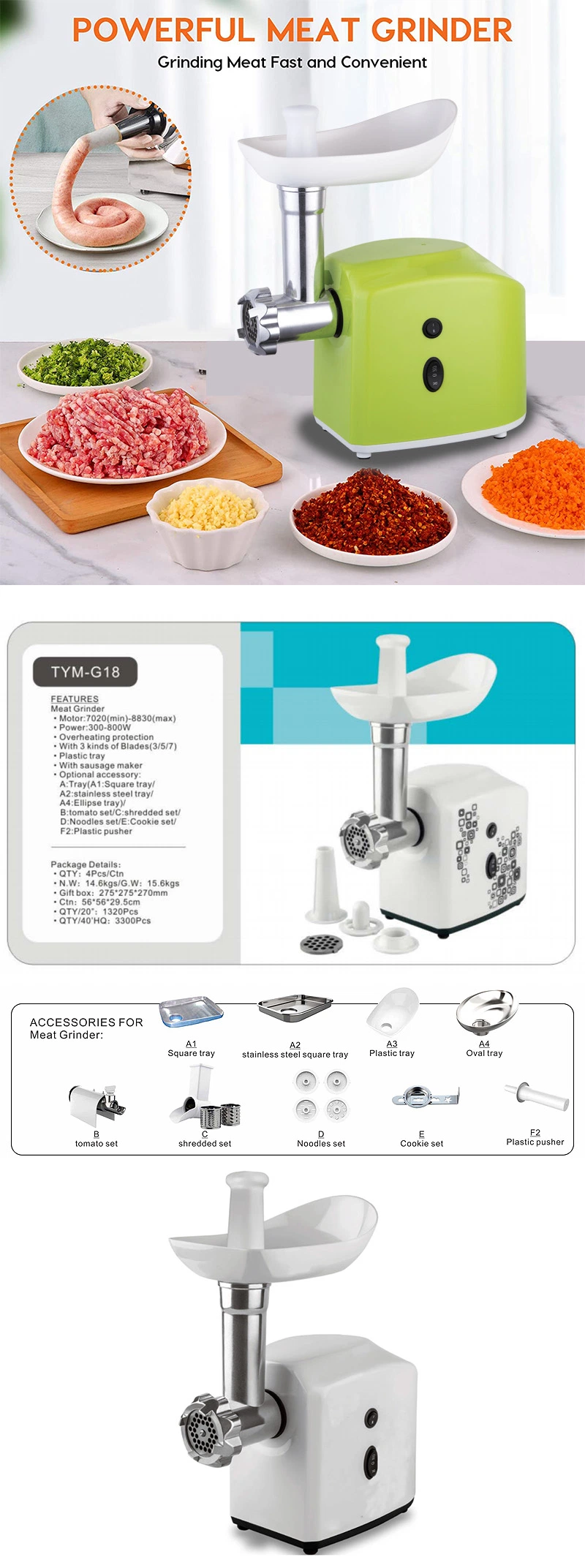 Home Appliance Electric Household Domestic Sausage Making Grinding Meat Grinder