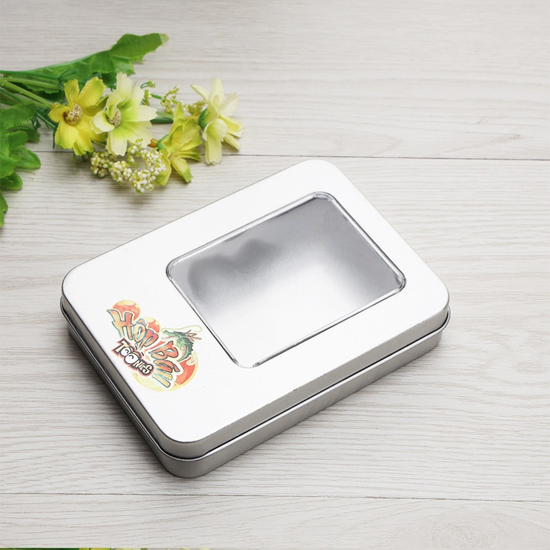 Metal Tin Box Mini Portable Small Storage Container Silver Can with Display Rectangle Box