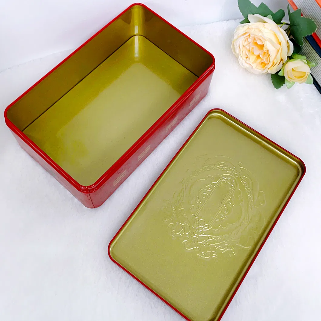 Large Capacity Rectangular Tinplate Box Tea Food Metal Tin Box Can