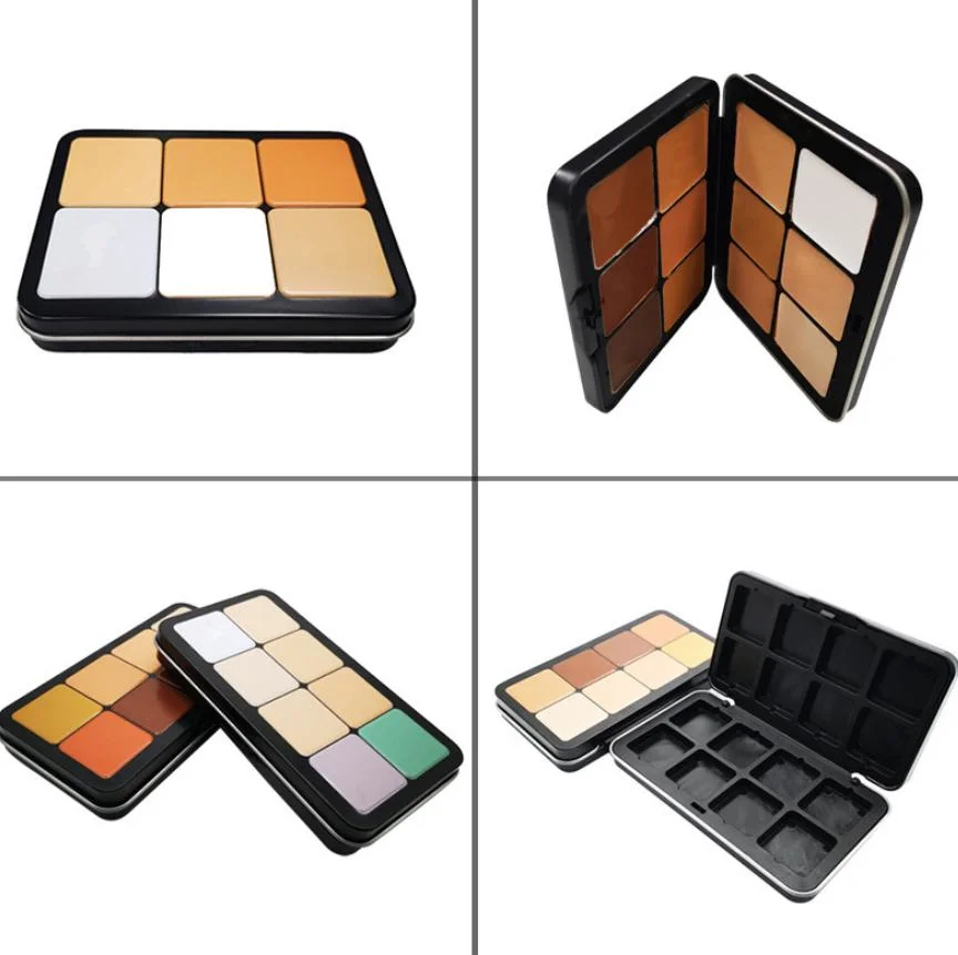 Portable Creative 12 Color Eyeshadow Metal Box Tinplate Box Rectangular Shape Plastic Window Eyeshadow Palette with Mirror