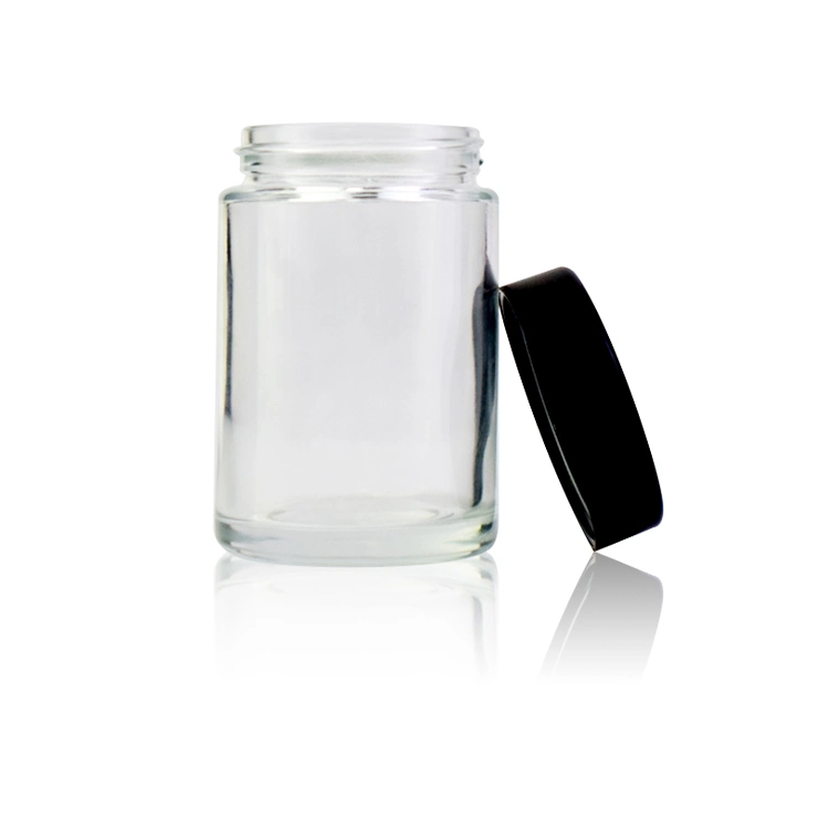 18oz Glass Jar Bottle Child Resistant Lid Cap Transparent Clear Black Matte 500ml Air Tight Logo Screen Printing