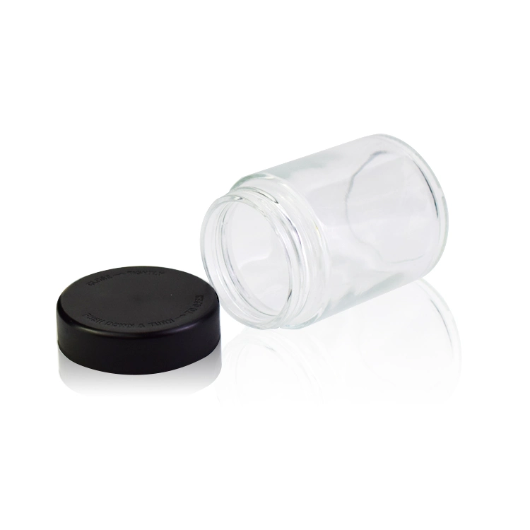 18oz Glass Jar Bottle Child Resistant Lid Cap Transparent Clear Black Matte 500ml Air Tight Logo Screen Printing