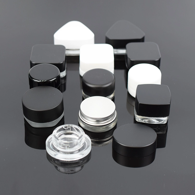 3G 5g 7g 9g Small Clear Glass Cream Jars Custom Logo Round Concentrate Containers Child Resistant Cap CRC Glass Jar