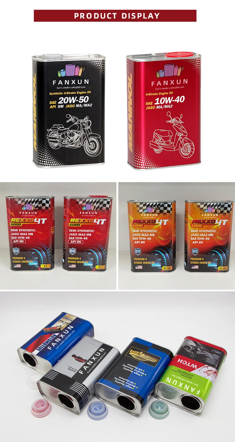 Customized Brand Lubricants Oil Tin Cans 1L Rectangular Chemical Metal Tin Can Packaging Engine Oil Tin Can