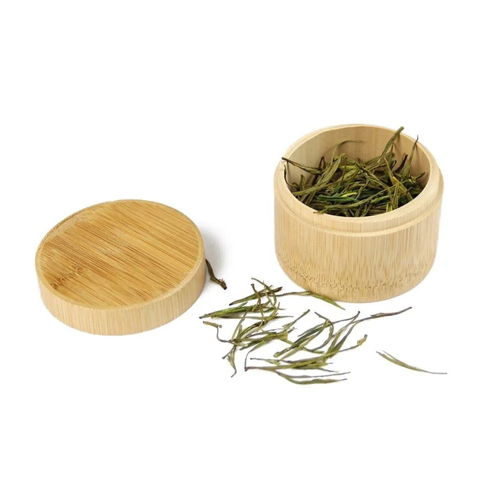 Bamboo Round Jar Salt/Tea Box Container