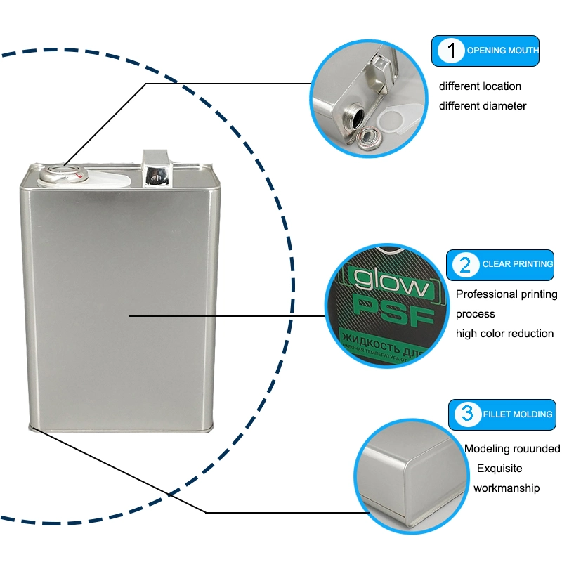 China Manufacturer Rectangular Style 4L Square Metal Tin Can Used for Petrol Oil Chemicals