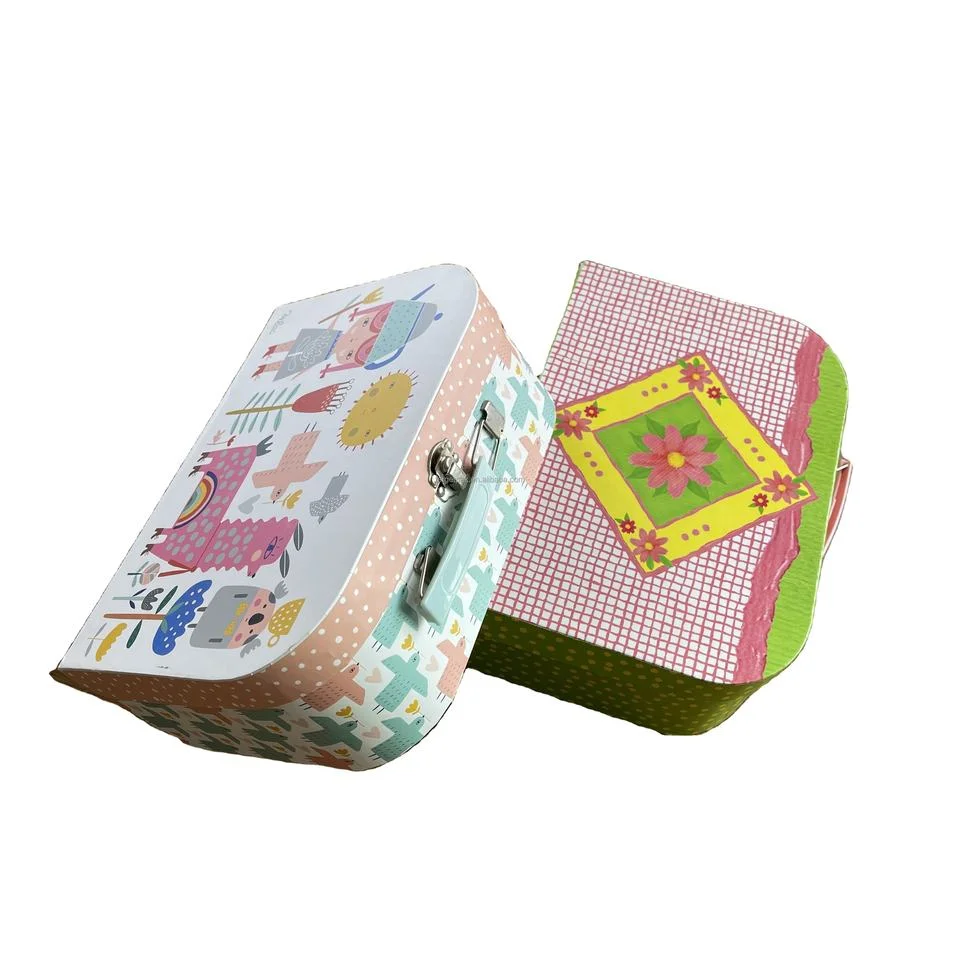 Suitcase Box Children Cardboard Gift Paper Suitcase Baseball Box Handle Mini Sport Suitcase Box with Metal Handle