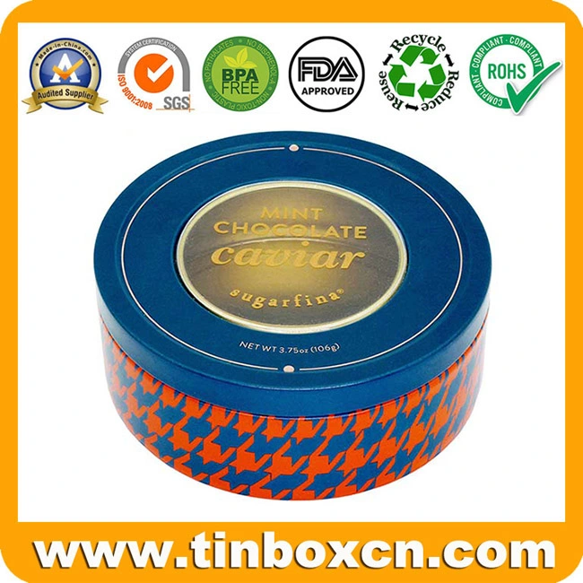 Round Metal Chocolate Can with PVC Window, Chocolate Tin Box