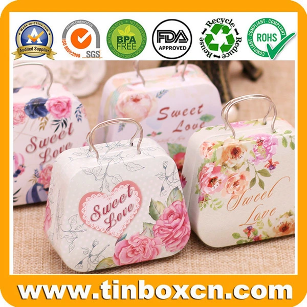 Handbag Shape Mini Small Handle Tin Case Metal Storage Box