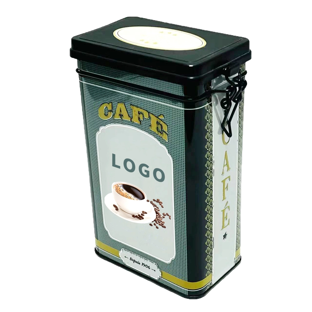 Factory Custom Tinplate Storage Container Rectangular Packaging Metal Tea Box Premium Valve Coffee Tin Can for Coffee