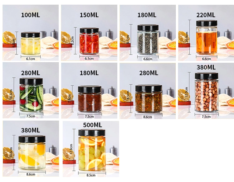 Factory Price 500 Ml 1000 Ml Rectangular Glass Jar Pickle Jars with Metal Lid