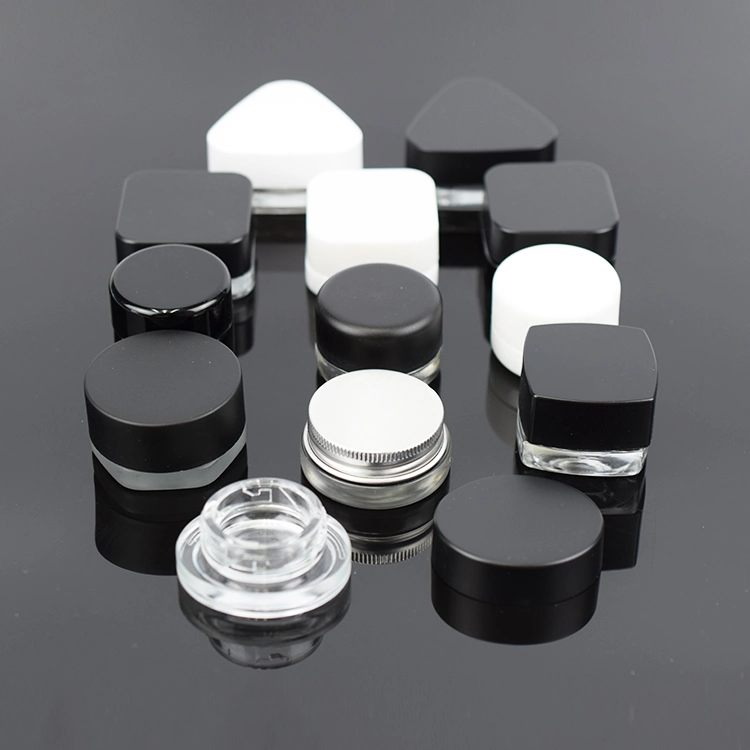 5ml 7ml 9ml Black Container Round Concentrate Glass Jar Cr Cap Electroplating Like a Mirror Inside The Jar