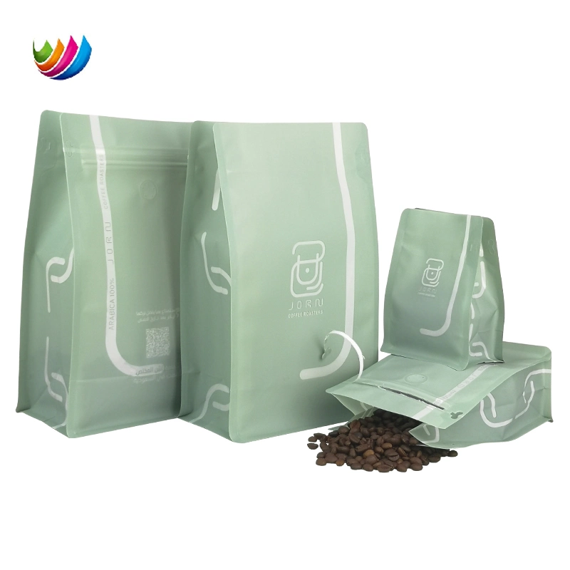 Coffee Beans Packaging Bag Brown/White Kraft Paper Lined with PE Square Bottom Bag with Tin Tie