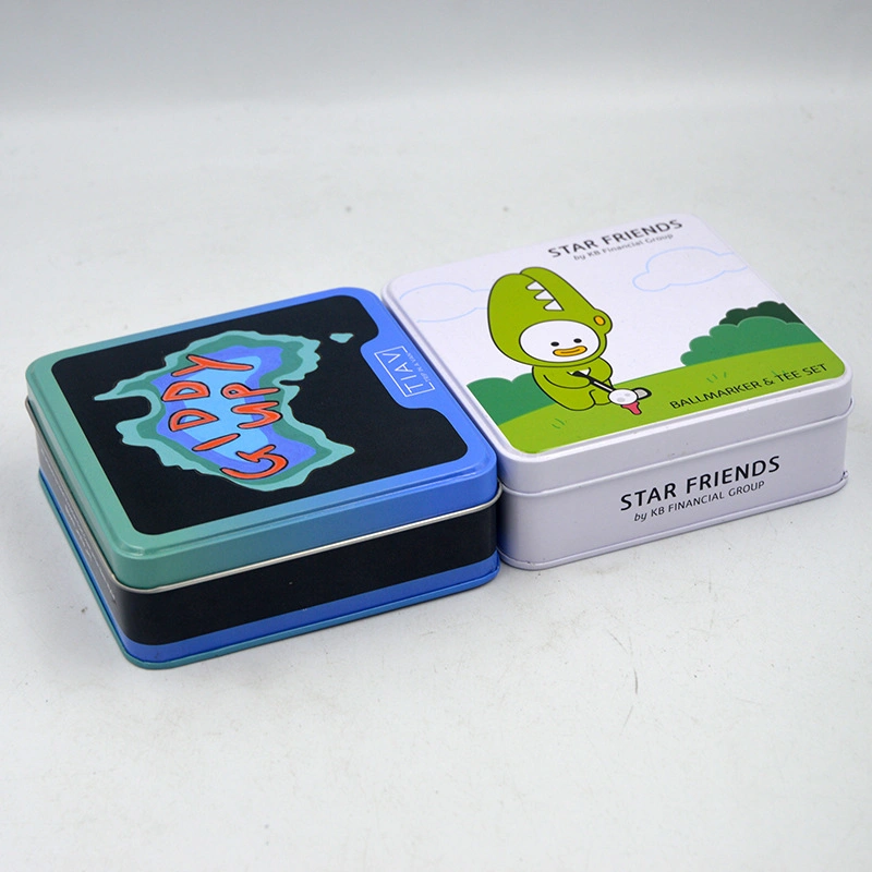 Custom Square Hinged Kids Toys Game Cards Packaging Puzzle Tin Box