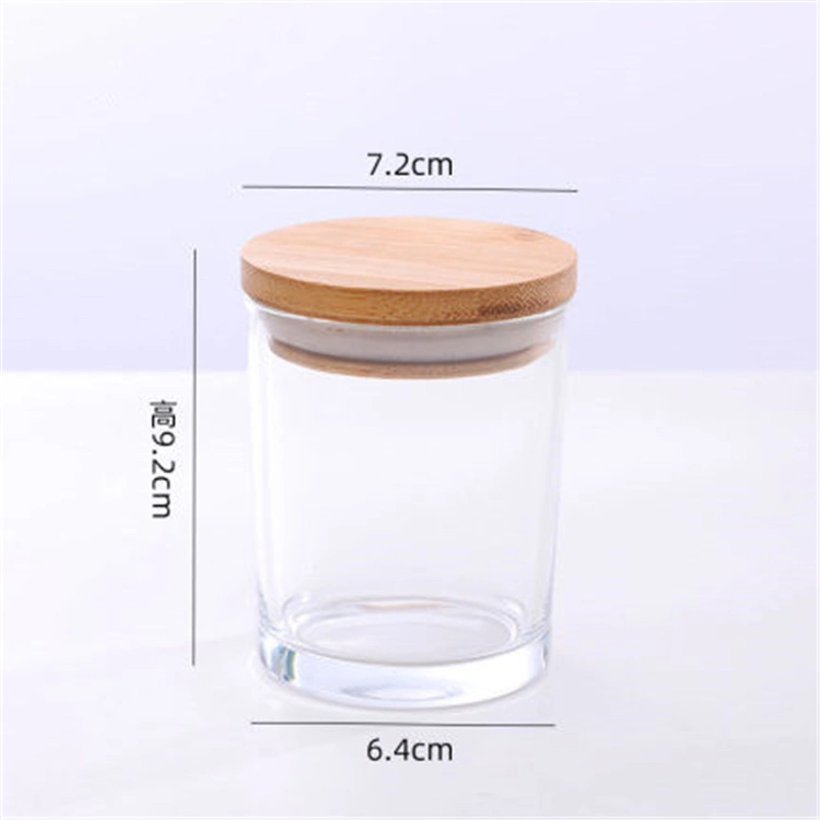 Glass Candle Jar Home Use Round Shape Candle Jar with Bamboo Lid