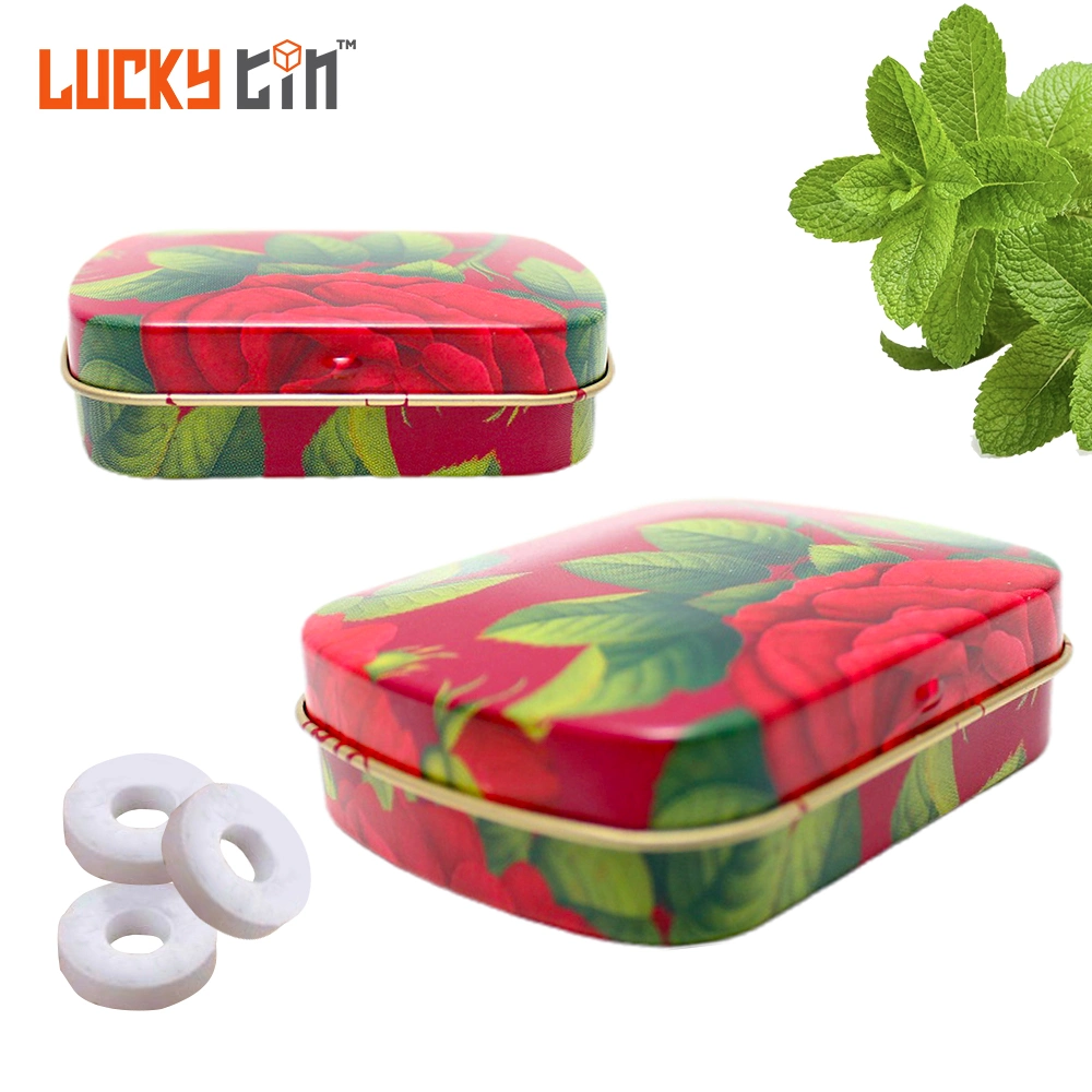 Wholesale Hinged Lid Tinplate Box Storage Container Rectangular Metal Packaging Food Grade Mint Tin Can for Mint