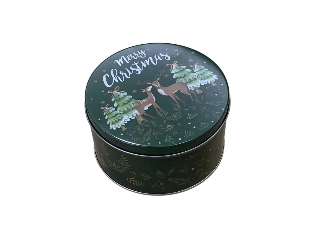 Christmas Gift Box Popular Style Metal Round Tin Can Candy Tin Box