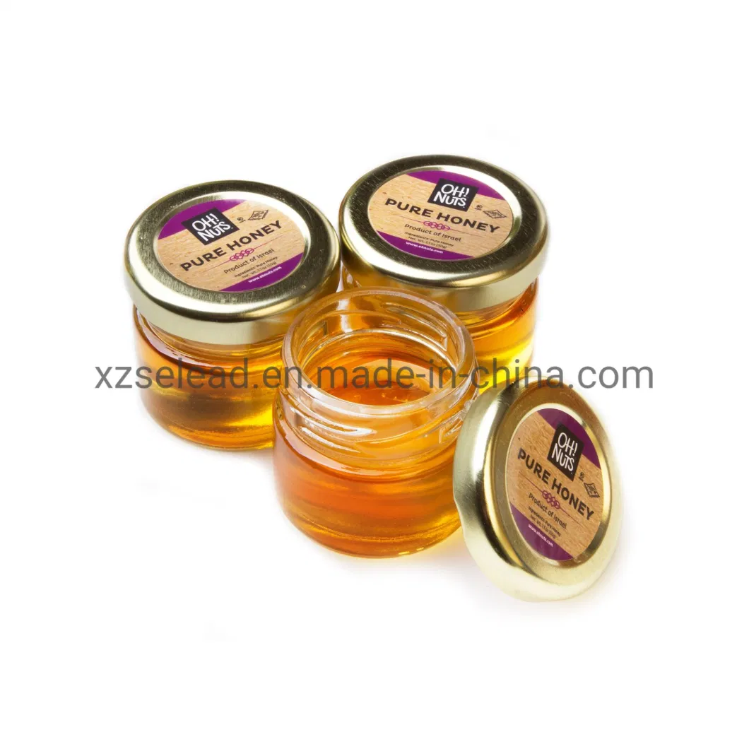 25ml Small Empty Glass Jam Honey Jar with Golden Lid Mini Baby Food Jar with Metal Cap 35ml 50ml Honey Container Jar