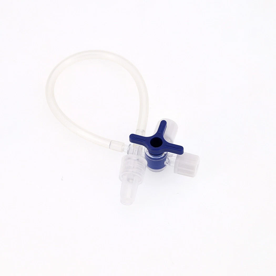 Medmount Medical Disposable Sterile Luer Lock Triple Three Way Stopcock Valve with Extension Line CE ISO