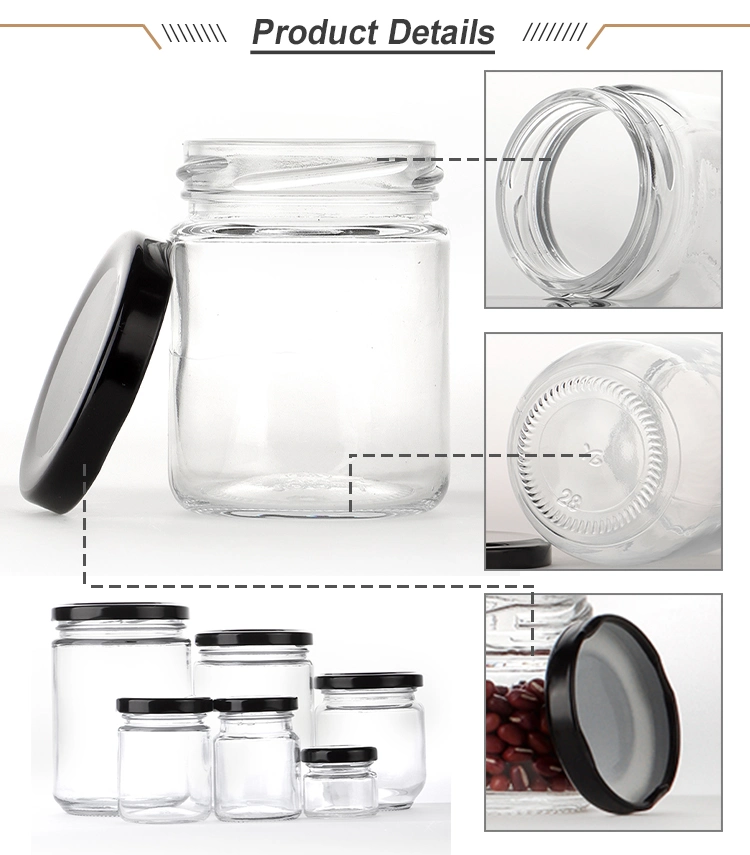 12oz Clear Honey Spice Jam Round Pickles Glass Jar with Metal Lid