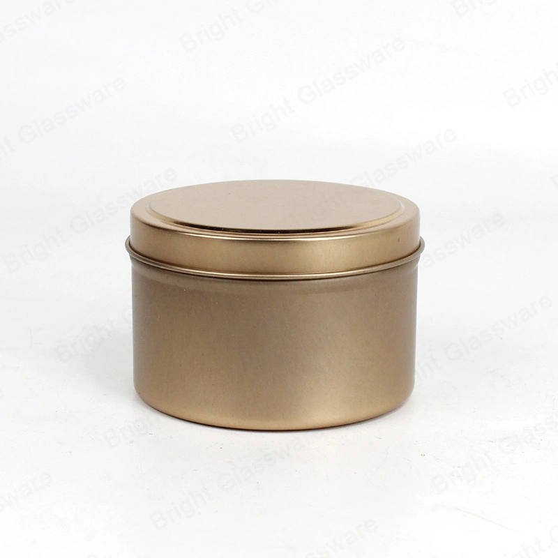 Round Seamless Aluminium Candle Tin Copper Metal Tin Box with a Solid Slide Lid