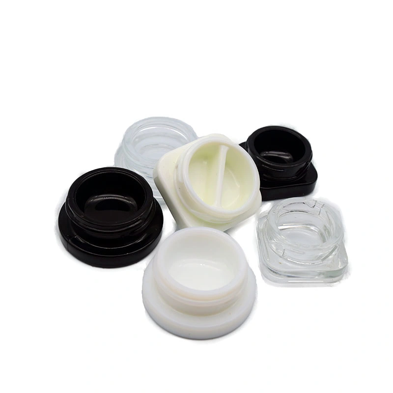 5ml 5g Clear Black White Small Round Concentrate Wax Storage Glass Jar Container Rosin Empty Child Proof Packaging Cream Jars
