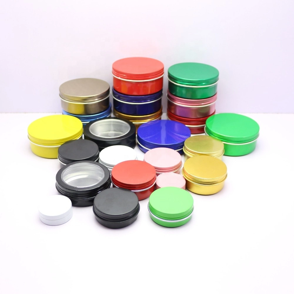 Empty Metal Cream Lip Balm Container Hair Wax Black Pot Can 5g 10g 15g 30g 50g 60g 100g 150g 200g Black Aluminum Candle Jar Tin