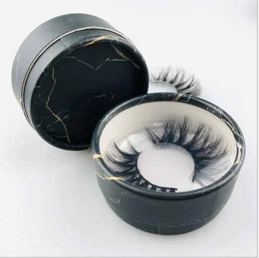 Customized Printing False Eyelash Case New Currency Cylindrical Can Eyelash Packaging Box Eyelash Case Transparent Window Round Tin Eyelashes Packaging