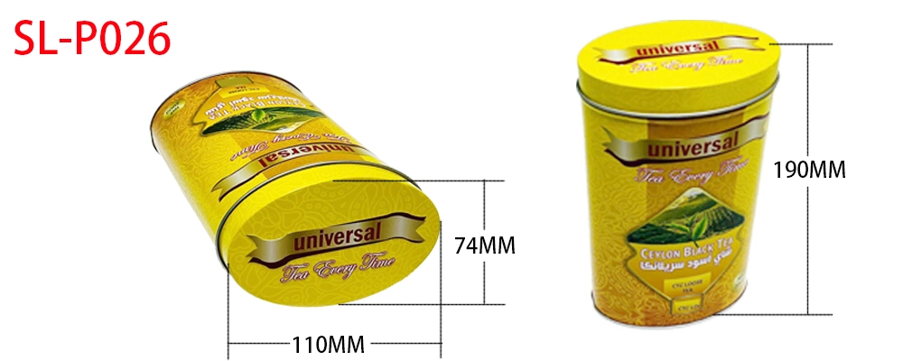 Factory Wholesale Tinplate Packaging Oval Shape Metal Box Container Black Tea Tin Can for Tea