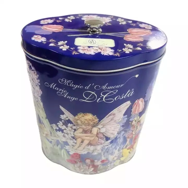 Wholesale Standard Flower Shape High Quality Reusable Empty Tin Box with Knob