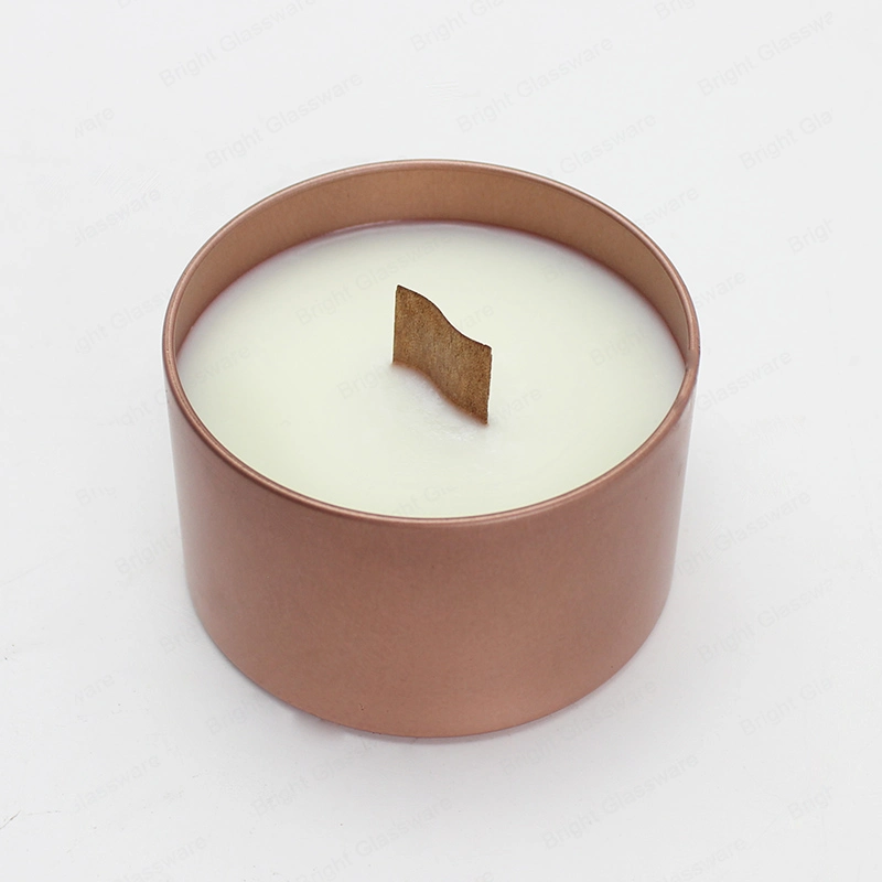 Wholesale Round Shape Rose Gold Aluminum Metal Candle Tin Container