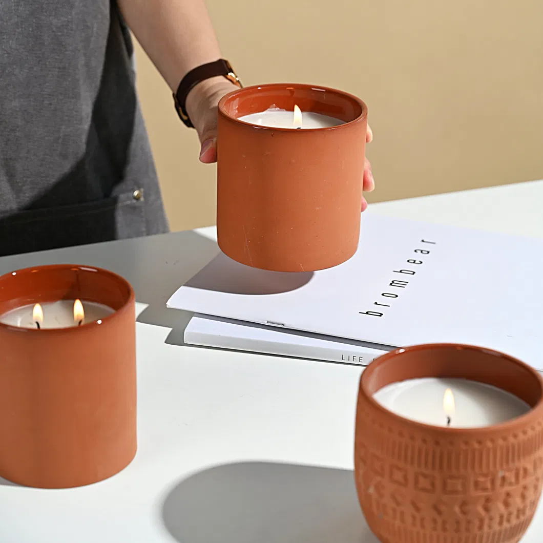 Decorative Table Ceramic Container Terracotta Candle Holder Candle Cup Empty Candle Jars