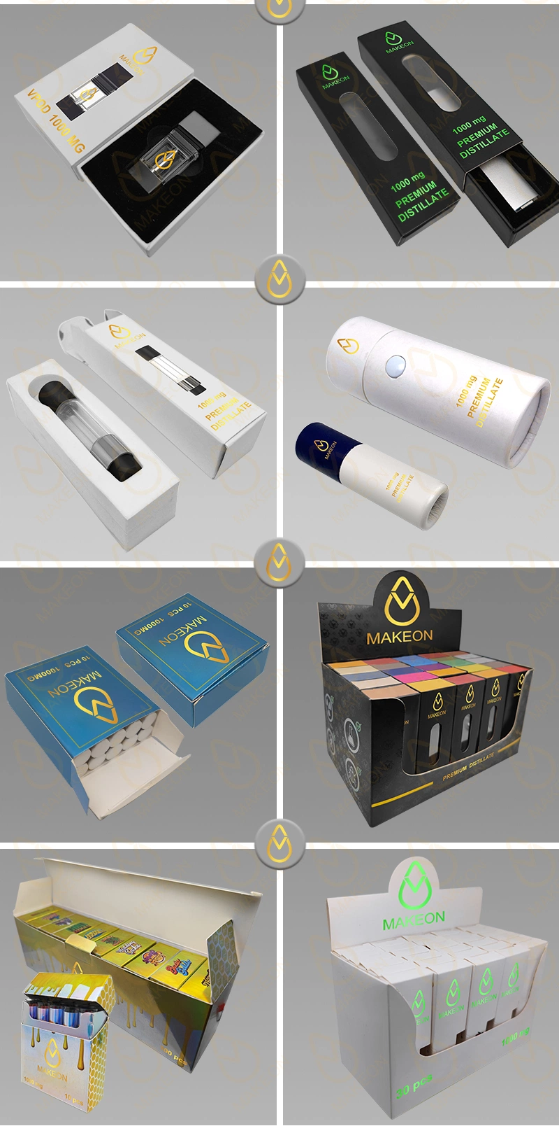 Makeon Custom Packaging for Live Resin Disposable E-Cigarette Vape Luxury Gift Cardboard 510 Cartridge Battery Premium Vaporizer Sliding Childproof Drawer Box