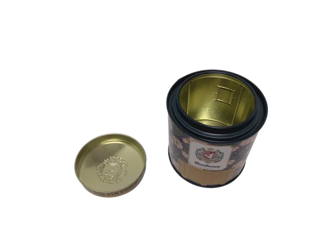 Hot Sale Factory Price High Quality Round Shape Tea Tin Can Metal Gift Box Tea Tin Packaging Tea Tin Box with Embossing Tin Box