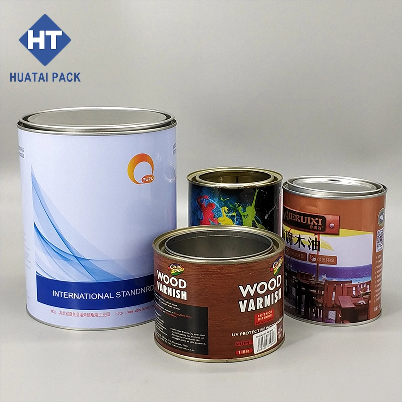 6L Round Large Opening Tin Can Water-Based Paint Can with Plastic Hoop Handle