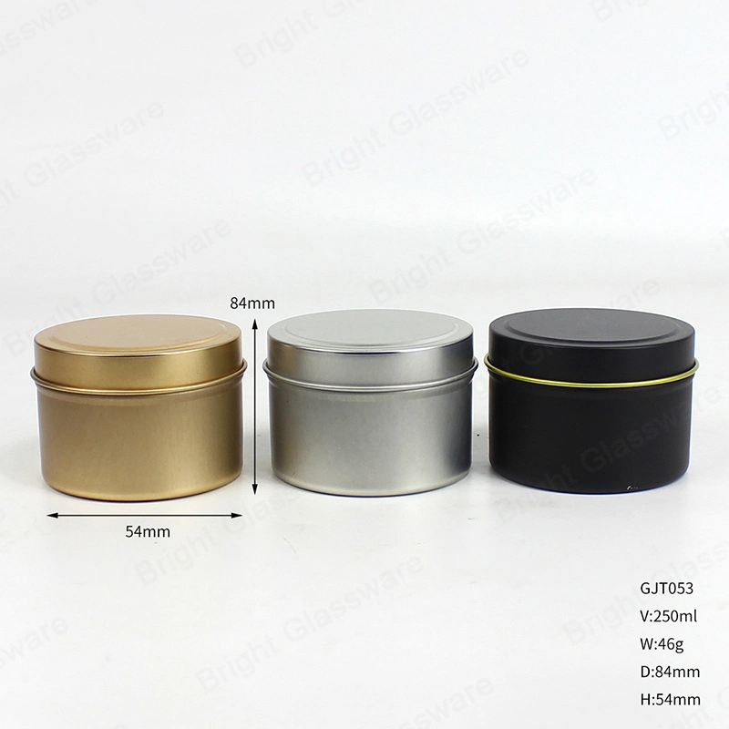 Candle Travel Jar Round Matte Black Tin Box for Candle Use