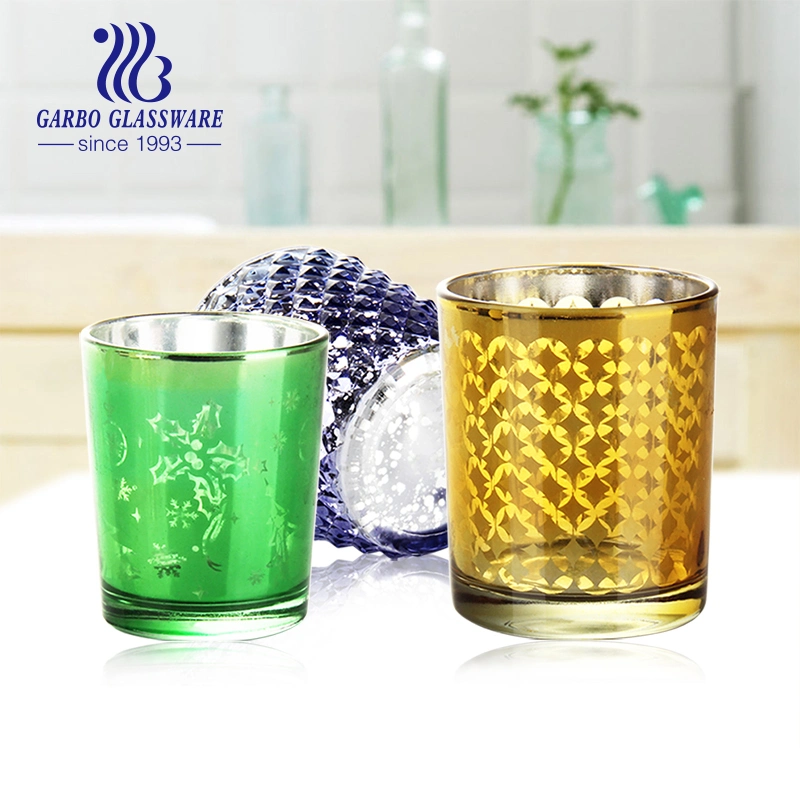 Wholesale 250ml Cheap Stock Feature Flower Printed European Style Glass Candle Jar