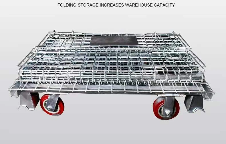 Box Nestable High Quality Warehouse Roll Mesh Small Steel Cage Wire Cage Industrial Metal Cage Storage Container