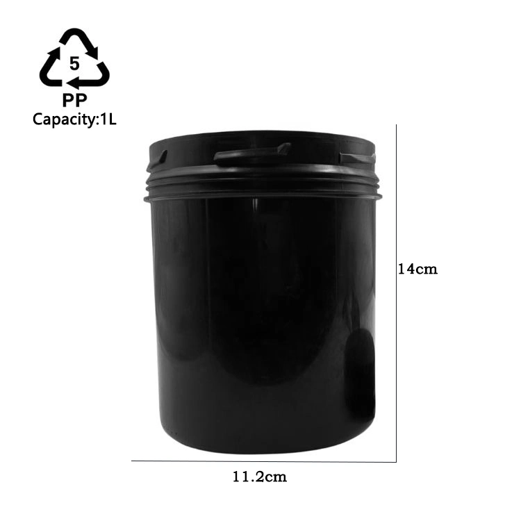 Round Black Food Grade PP 1L 1000ml Plastic Jars for Food Packaging with Tamper Proof Lids